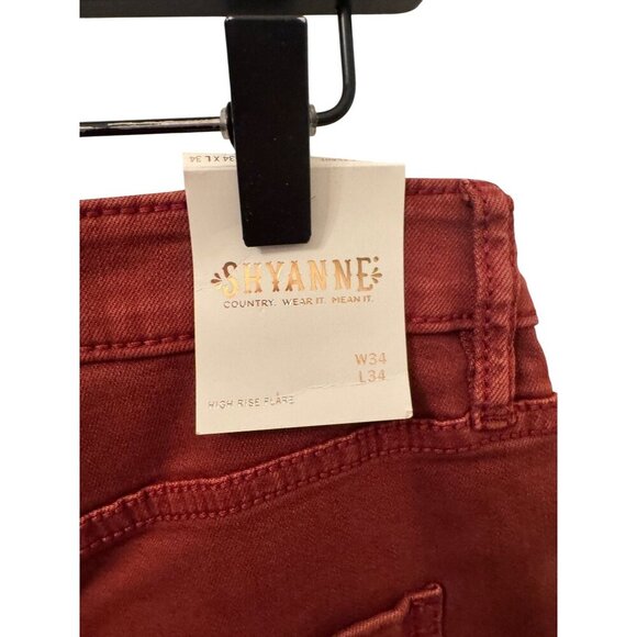 NWT Shyanne high rise flare rust jeans size 34/34 - Picture 3 of 3